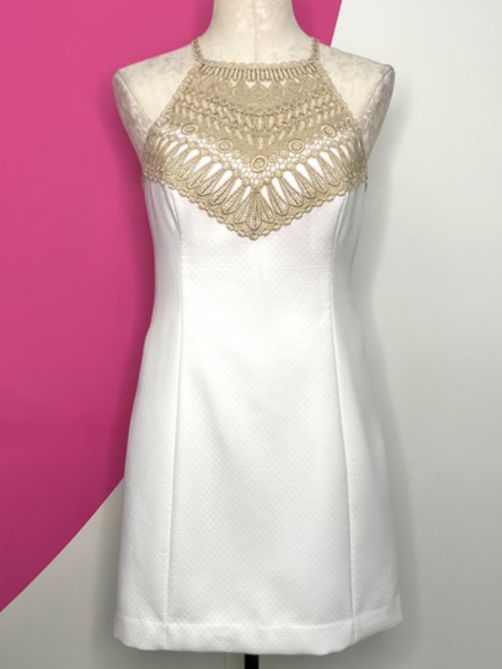 NWT Lilly Pulitzer PEARL SHIFT Resort White Gold Brocade Formal Cocktail Dress 2